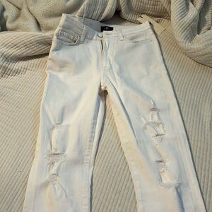 Skinny 7 for all mankind white distressed jeans